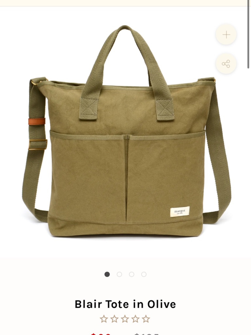 margot Olive Canvas Duffel Tote with Adjustable Strap